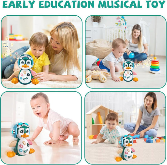 Kruipende Muzikale Pinguïn – Montessori Baby Speelgoed met Muziek en Licht