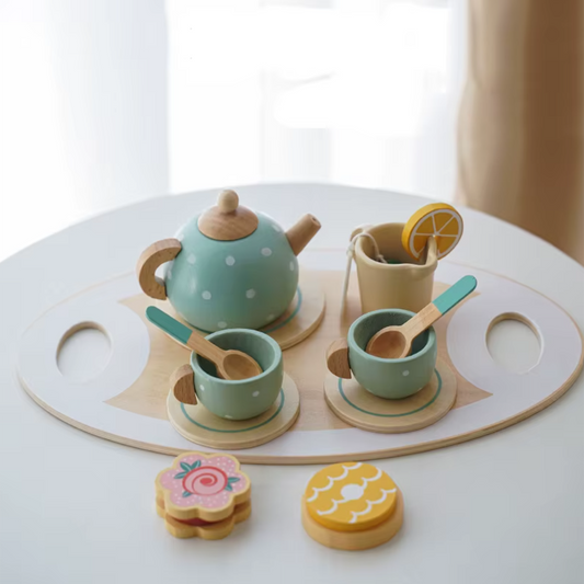 Magische Houten Theeset – Klassiek houten theeservies voor fantasierijk rollenspel