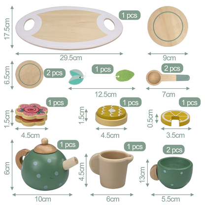 Magische Houten Theeset – Klassiek houten theeservies voor fantasierijk rollenspel