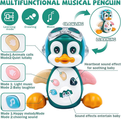 Kruipende Muzikale Pinguïn – Montessori Baby Speelgoed met Muziek en Licht