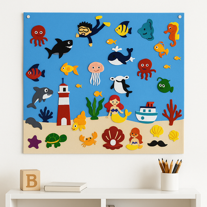 Happy Shapes Viltbord – Creatief Speelbord voor Kinderen vol Ontdekking