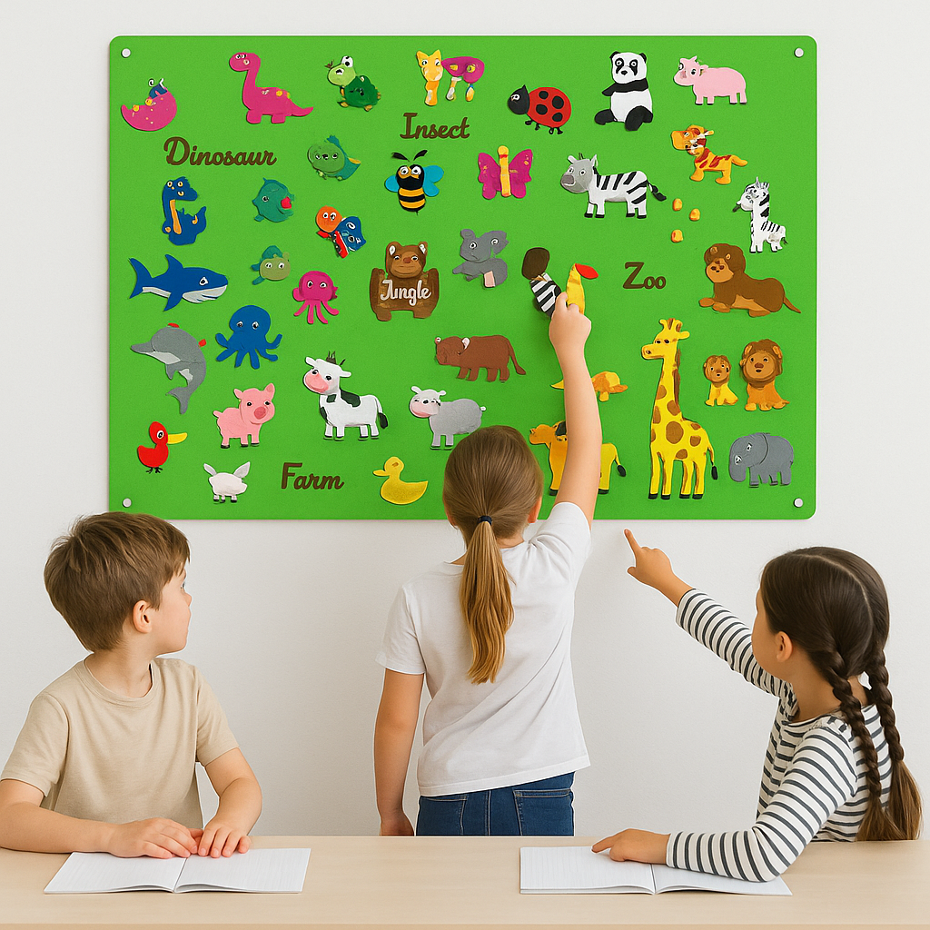 Happy Shapes Viltbord – Creatief Speelbord voor Kinderen vol Ontdekking