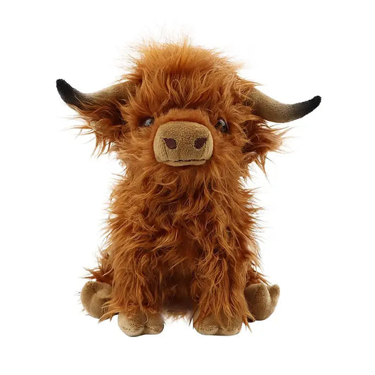 Pluche Schotse Hooglander knuffel met lange haren en hoorntjes