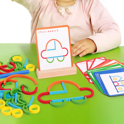 ShapeSpin – Wooden Shape Puzzle with Sticks & Rings | Toyulip