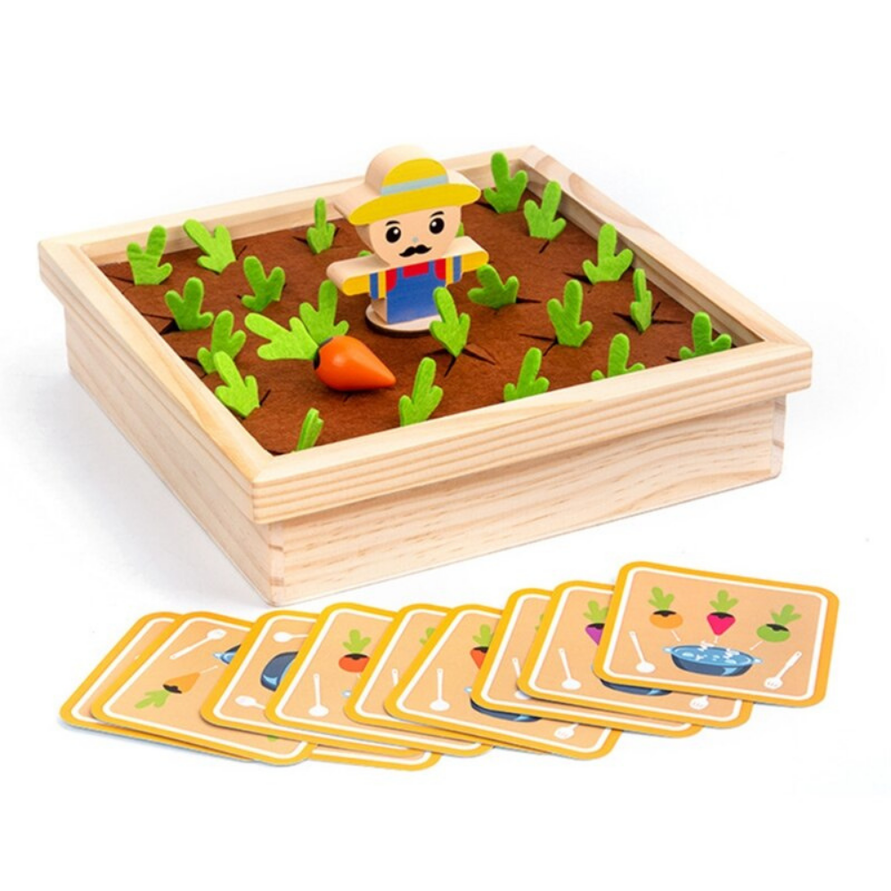 Veggie Harvest wooden vegetable garden game with different vegetables for children