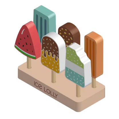 Summer Ice Cream Fun Set – 6 wooden toy ice creams in stand from Toyulip